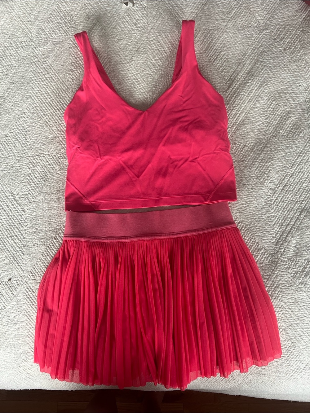 Lululemon tennis set,  lipstick pink cropped tank and skirt w shorts